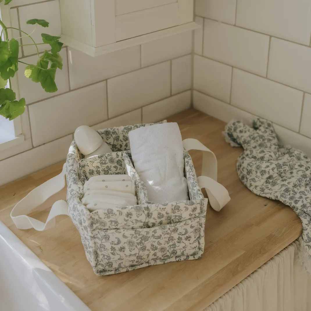 Diaper Caddy Set - Garden Leo Toile