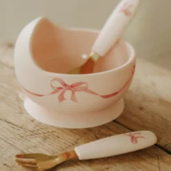 Haklapp & Silikonskål Set - Petit River Rose
