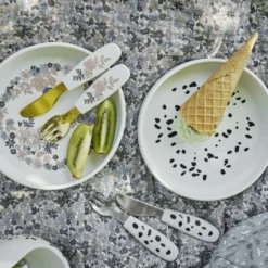 Silikontallrik med bestick - Blue Garden